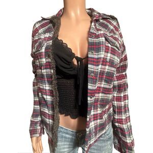 Pulp women long sleeve flannel button up pattern jacket XS